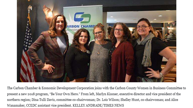 Dina Tulli Davis, Women in Business Co-Chair, Shelley Hunt, co-chair with Dr. Lois Wilson and Chamber staff and